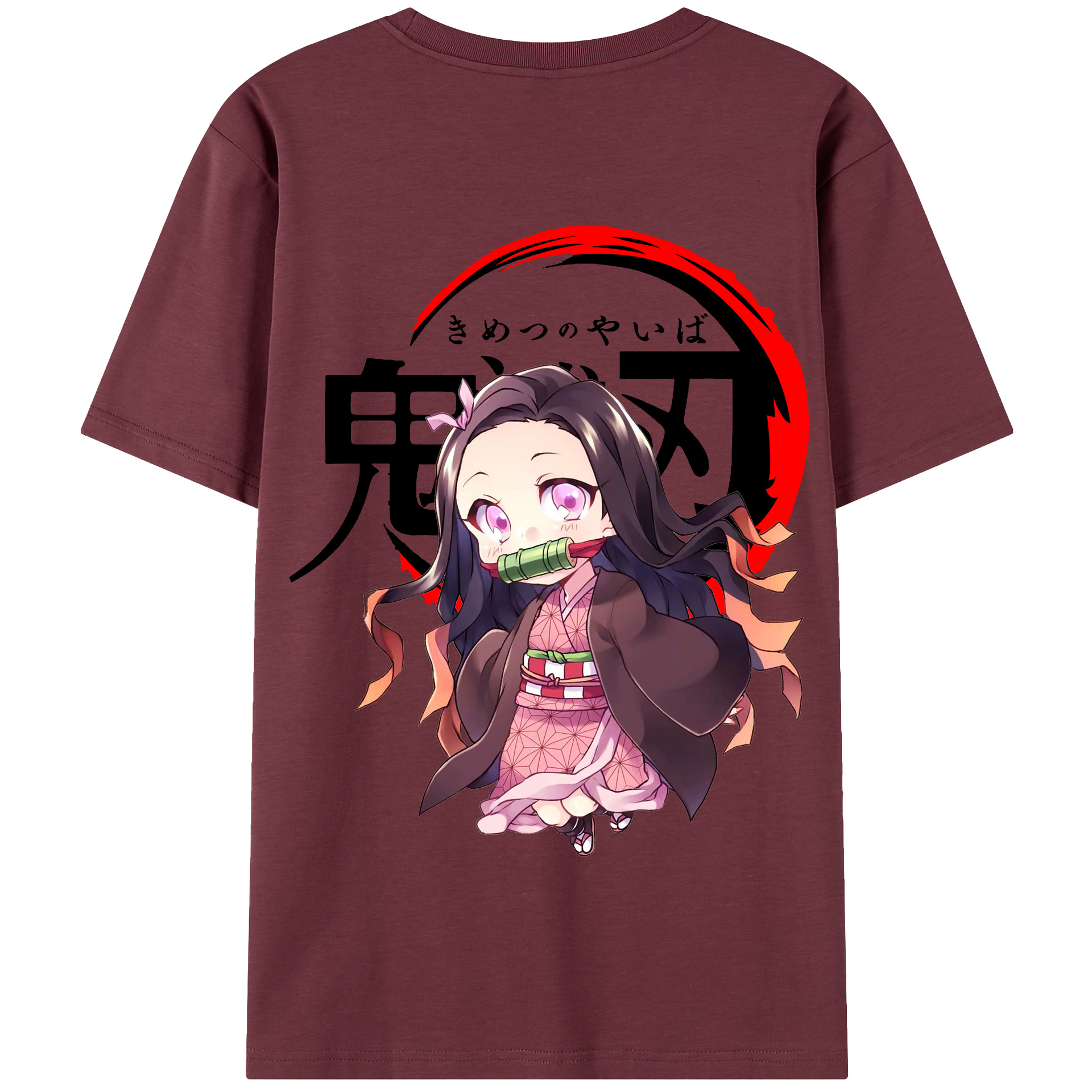 （画像用） 鬼滅の刃（きめつのやいば）竈門 禰󠄀豆子／かまど ねずこ Kamado Nezuko 綿100％半袖Tシャツ（背面プリント）
